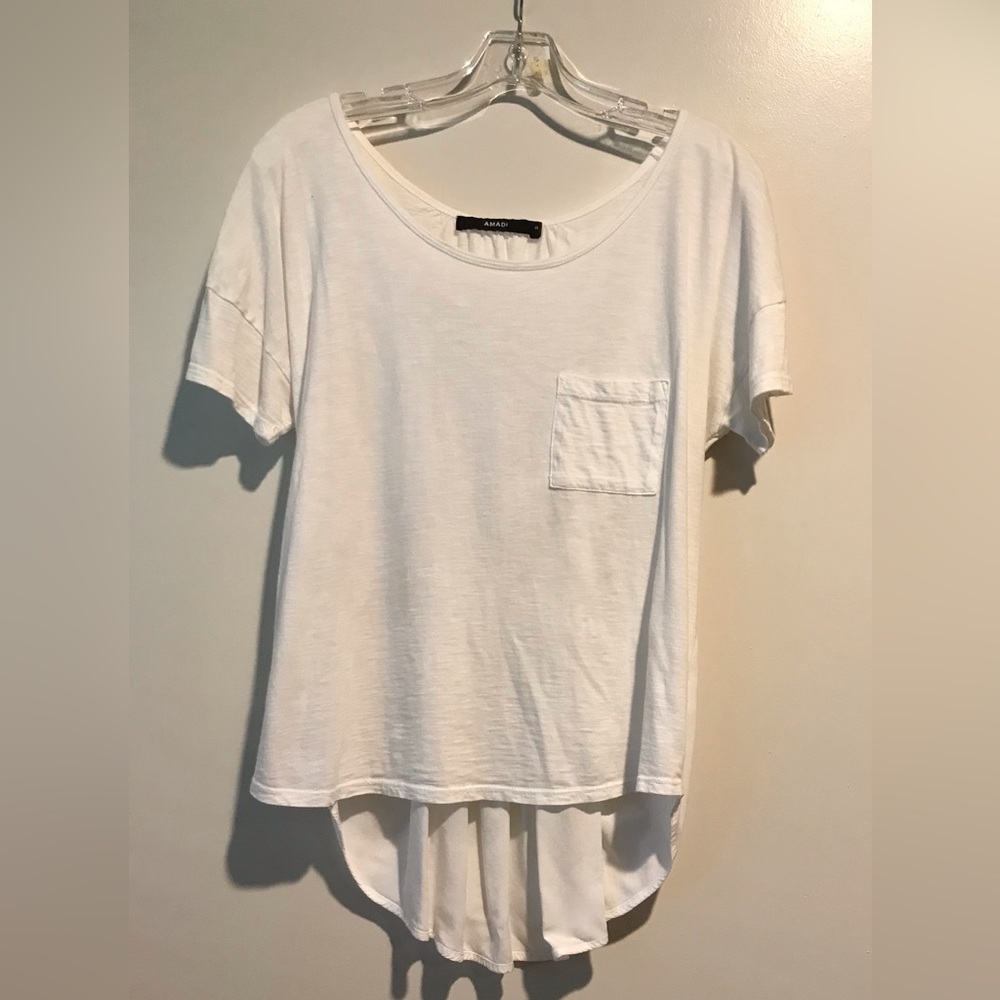 Relaxed White Pocket Hi-Low Tee - Women S